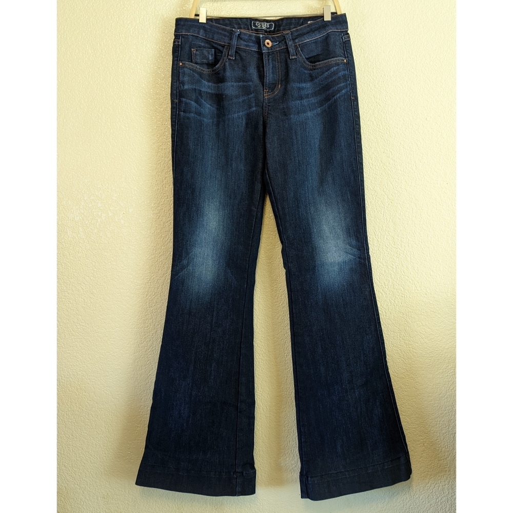 Guess Britney Flare Wide Leg Navy Blue Bootcut Jeans Size 28